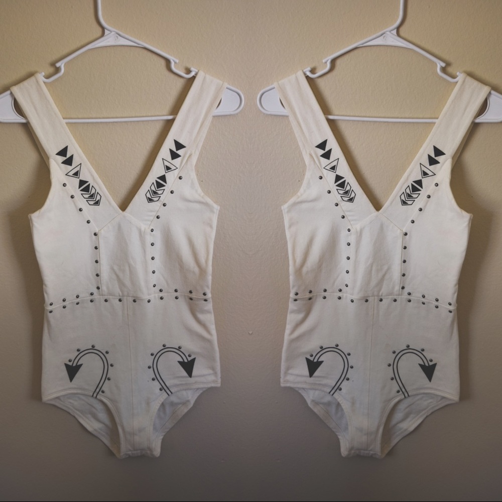 Erin Wasson Arrows and Studs White Bodysuit